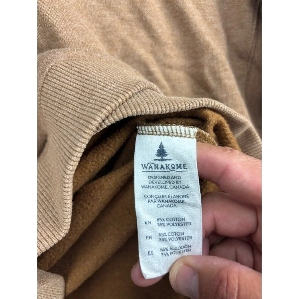 Wanakome Pullover Sweatshirt Women's Large Brown Fleece Cropped Long Sleeve Crew - Picture 6 of 7